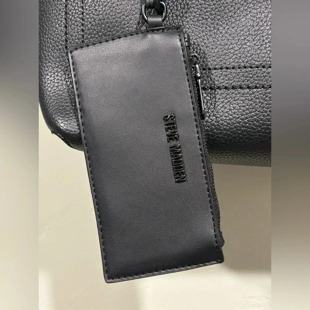 BRAND NEW WITH TAGS STEVE MADDEN MATTE BLACK BGOOSE TOTE. - Picture 10 of 11